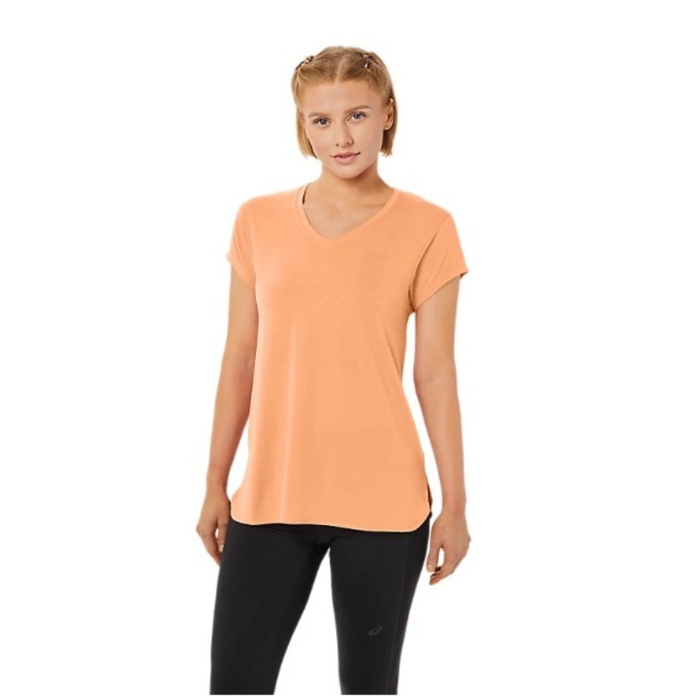 ASICS Women's‎ MEDIUM Heather V-Neck Top in Summer Dune Heather